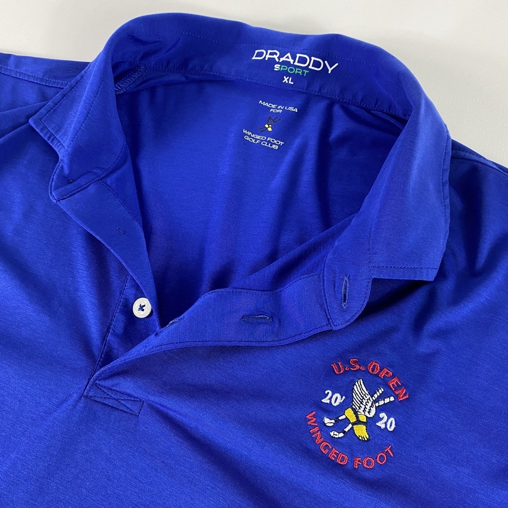 B Draddy Sport U.S. Open Winged Foot 2020 Golf Polo Shirt Mens XL Blue USA Made